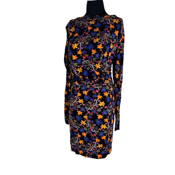Vibrant Modern Statement: Zara Trafaluc Floral Ruched Mini Dress - Picture 1 of 13